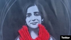 نقاشی ِ چهره لیلا حسین‌زاده توسط یکی از حامیان او