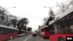 Протест на приватните автобуски превозници и блокада на булевар Илинден во Скопје, 2 декември 2022