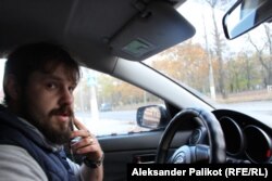 Mykhaylo in his taxi