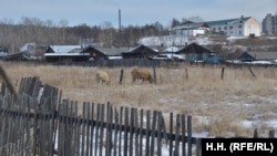 Изглед от село Букачача в Забайкалски край, Сибирски федерален окръг на Русия.