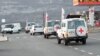 Nagorno-Karabakh - A convoy of Red Cross vehicles is seen outside Stepanakert, January 4, 2023