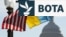 Flamujt ukrainas dhe amerikanë pranë ndërtesës së Kongresit amerikan, në SHBA.