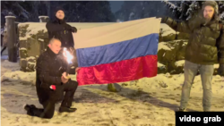 The burning of a Russian flag by Finno-Ugric activists in Finland on December 6.