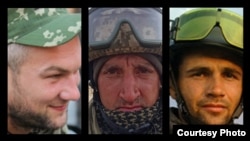 Зліва направо: Олександр Колотвін, Денис Косенко, Денис Гаврюшин. Майданівці й військовослужбовці з Дніпра
