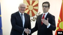 Претседателите на Германија и на Македонија, Франк-Валтер Штајмајер и Стево Пендаровски во Скопје, 29 ноември 2022