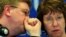Turkey -- EU foreign policy chief Catherine Ashton with EU Enlargement Commissioner Stefan Fuele at a press conference in Istanbul, 13Jul2010