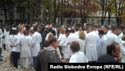 Архивска фотографија: Штрајк на лекарите во Клинички центар во Скопје.