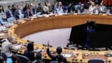 Members of the UN Security Council vote on a resolution by Russia and China to delay reimposition of sanctions on Iran on September 26. The resolution failed. 