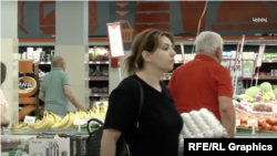 Armenia -- Shoppers at a supermarket in Yerevan.