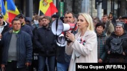 Vicepreședinta Partidului Șor, Marina Tauber, la protestul din 23 octombrie 2022