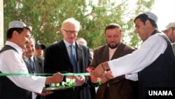 Kai Eide (second from left) opens the UN Assistance Mission in Afghanistan's new Baghlan office in November.