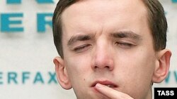 Павел Обиух, активист НКО "Перспектива", на пресс-конференции в Москве, 2 марта 2009