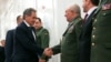 Russia - Defense Minister Sergey Shoygu (L) greets visiting top military officials from Armenia, Moscow, 17Apri2013.