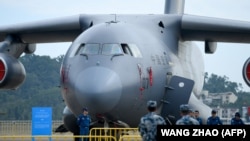 Најголемиот кинески воен транспортен авион, Y-20, беше прикажан во пресрет на Airshow China 2018 во Зухаи, во јужната кинеска провинција Гуангдонг, на 5 ноември 2018 година.