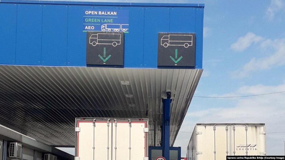 Shenja "Ballkani i Hapur" shihet në pikën kufitare, Preshevë - Tabanoc.
