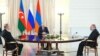 Слева направо: президент Азербайджана Ильхам Алиев, президент России Владимир Путин, премьер-министр Никол Пашинян, Сочи, 31 октября 2022 г.