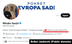 Tweet Milojka Spajića kojim, u predizbornoj kampanji, obećava enormno povećanje plata zaposlenima.