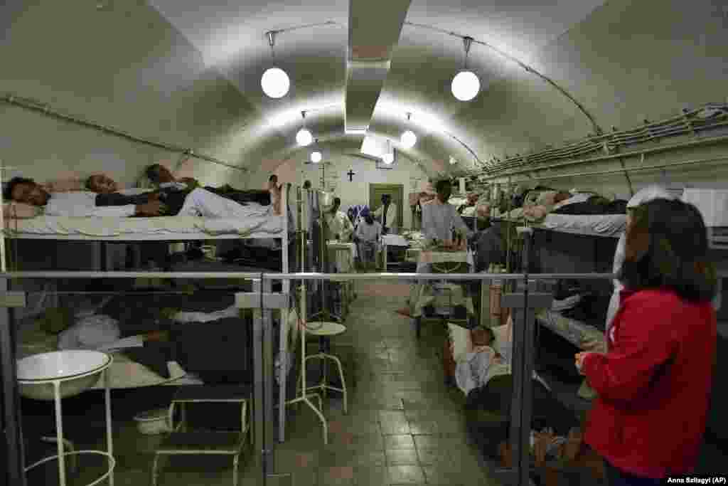 While some countries maintain their shelters for emergency use, others have seen some of theirs transformed into museums. Waxworks depict life underground at the Rock Nuclear Bunker Museum in Budapest, Hungary.