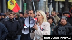 Protest al Partidului Șor în frunte cu Marina Tauber, octombrie 2022. 