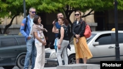 Russia - Russian tourists in Yerevan, May 7, 2022.