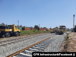 Imagine generică, cu lucrări de reabilitare a căii ferate.