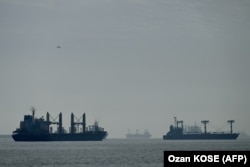 Зернова угода діє, попри призупинення участі в ній Росії. Вантажні судна з українським зерном біля Босфору 31 жовтня