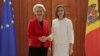 Moldova's president, Maia Sandu, meets with European Commission President Ursula von der Leyen in Chisinau on November 10. 