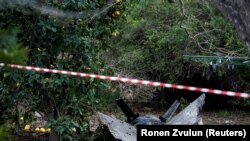 Fragments of a Syrian anti-aircraft missile found about 2 miles (3.2 km) from where the remains of a crashed F-16 Israeli war plane were found, at the village of Alonei Abba, February 10, 2018