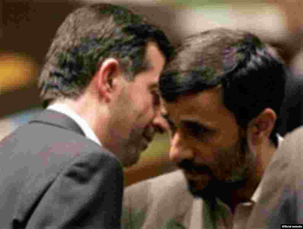 Iran -- Esfandiar Rahim-Mashaei; Iran's vice president (L) & Mahmud Ahmadinejad, 2008 - http://www.mashaei.ir/ Mashaei, Mashaee 
