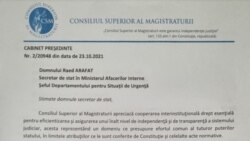 Documentul transmis de CSM către Departamentul pentru Situații de Urgență