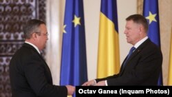 The Minister of National Defense, Nicolae Ciucă, participates in the ceremony of taking the oath of investiture of the Orban government, at the Cotroceni Palace, together with the President of Romania, Klaus Iohannis.