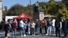 Armenia - People line up outside a mobile vaccination center in Yerevan's Liberty Square, September 24, 2021.