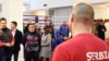Predsednik nacionalnog bokserskog saveza Nenad Borovčanin (prvi s leva) na sastanku povodom Svetskog prvenstva u boksu za muškarce u Beogradu, 22. oktobra 2021.