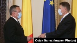 The Minister of Defense, Nicolae Ciucă takes the oath of investiture at the Cotroceni Palace, in Bucharest.