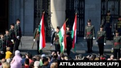 Ünnepi megemlékezés az 1956-os forradalom évfordulóján Budapesten, a Kossuth téren 2019. október 23-án