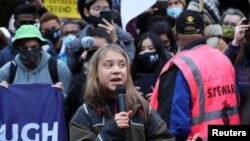 Aktivistica Greta Thunberg na protestu u Glasgowu, Škotska, 1. novembra 2021.