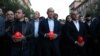 Armenia - Thousands of opposition supporters led by former President Robert Kocharian (center) and senior members of his Hayastan alliance march to the Yerablur Militarty Pantheon in Yerevan, September 26, 2021.