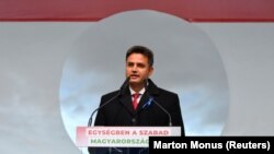 Peter Marki-Zaj na skupu opozicije u Budimpešti 23. oktobra 2021.