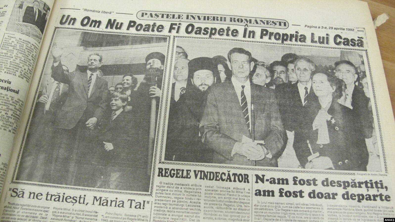 Venirea Regelui în țară reflectată în România liberă.