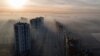 The Russian city of Yekaterinburg is blanketed by smog from peat fires on October 15.&nbsp;