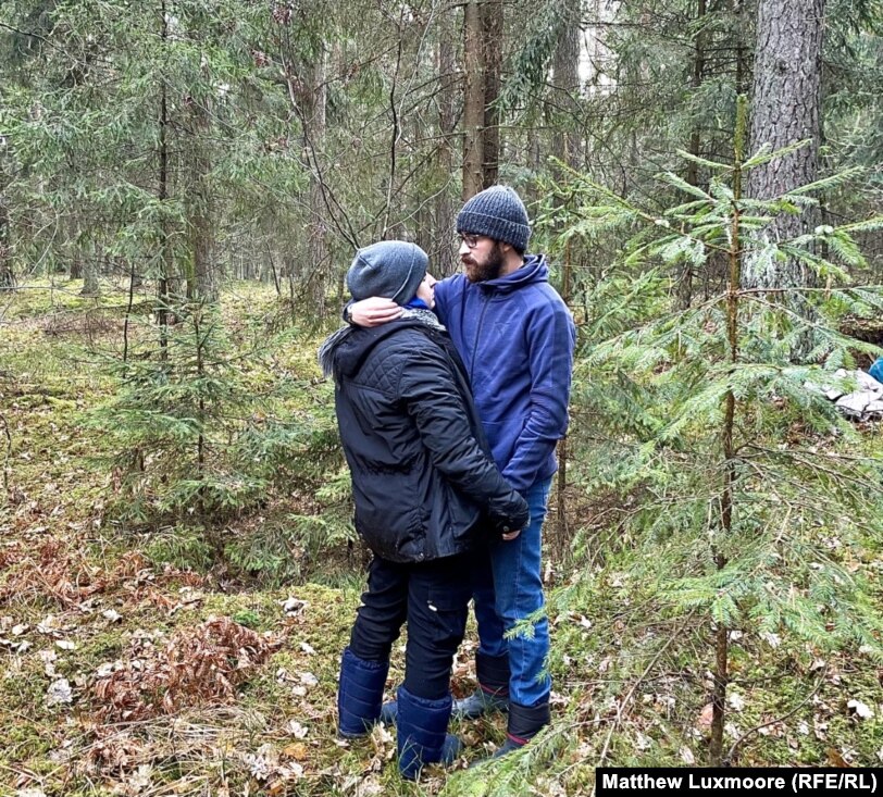 Srour sees his wife, Safa, for the first time in five days as she continues to endure hunger and cold temperatures in the woods with the rest of his family.