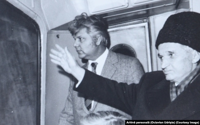 Octavian Udriște alături de Nicolae Ceaușescu în decembrie 1977.