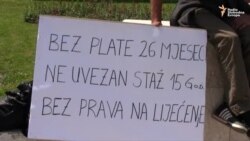 Protest radnika travničkog Borca pred Vladom FBiH