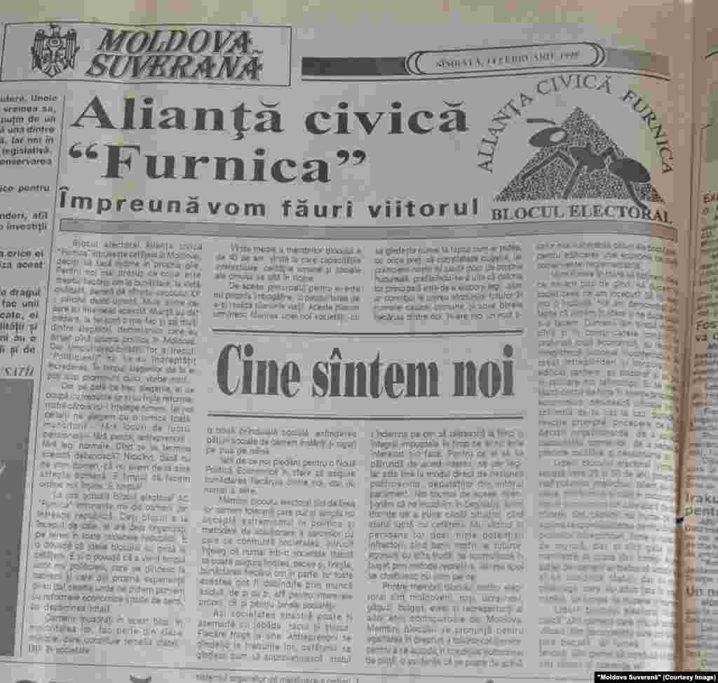 &quot;Moldova Suveran&quot;, 14 februarie 1998, platformă electorală