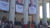  Mourners attend a farewell ceremony for Beksultan Jakiev at Bishkek's Opera and Ballet Theater on April 26.