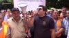 Armenia - Employees of the Lydian International mining company demonstrate in Yerevan, 2 July 2018.