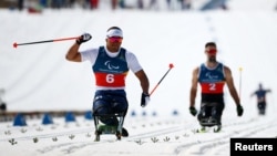 Ербол Хамитов паралимпиадада мәре сызығын кескен сәт. 10 наурыз 2026 жыл.