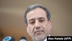 Abbas Araghchi, political deputy at the Ministry of Foreign Affairs of Iran, speaks to the media after the meeting of the Joint Commission of the Joint Comprehensive Plan of Action (JCPOA) attended by the E3+2 and Iran, in Vienna, July 28, 2019