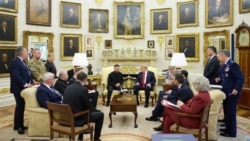 Президент США Дональд Трамп и члены его администрации принимают украинскую делегацию во главе с Владимиром Зеленским в Белом доме. 28 июля 2026 года