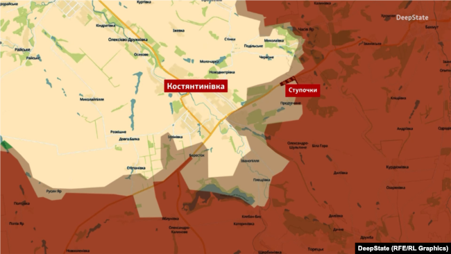 Костянтинівка станом на 11 березня на мапі DeepState